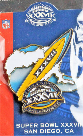 Vintage Super Bowl XXXVII (37) Surf Board Collectors Pin